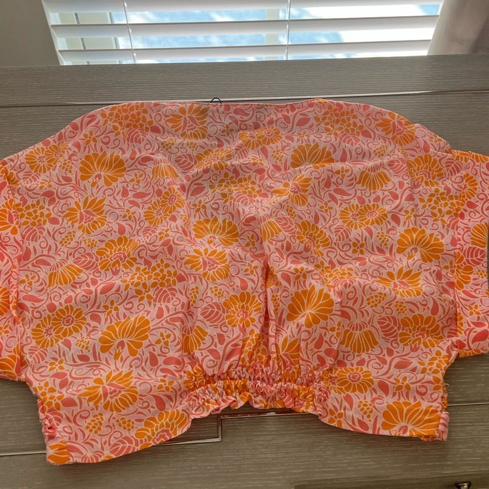 Floral Pink and Orange Crop Top